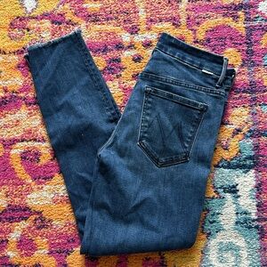 Mother high waisted looker ankle fray jeans